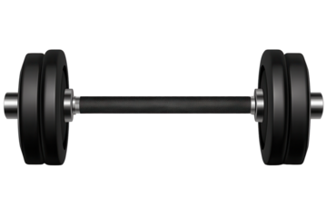 Classic black dumbbell viewed from the side showcasing its sleek design and sturdy build, highlighting its use in fitness routines and weightlifting exercises at the gym or home