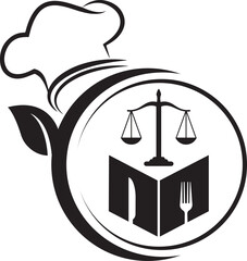 initial monogram logo With restaurant Circle shape logo design.Scales book logo