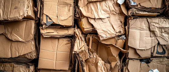 Cardboard boxes prepared for recycling, close-up.
Useful for materials on waste recycling, environmental initiatives, sustainable development, and for discussing environmental pollution issues.