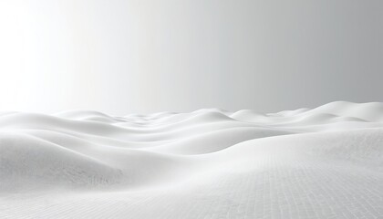 Fototapeta premium Minimalistic wireframe illustration features abstract waves, grid patterns. Smooth, airy white tones create depth, dimension. Geometric shapes form clean, modern landscape with subtle topology,