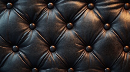 Fototapeta premium Close-up of black tufted leather upholstery background