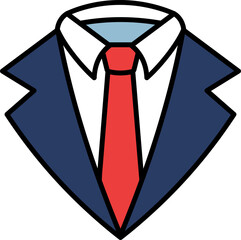 Tie with suit jacket icon in line and fill style.