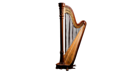 Elegant harp stands poised against a solid ebony backdrop for sophisticated imagery