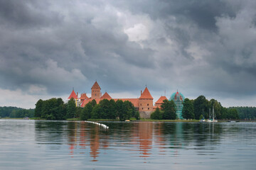 Trakai Island Castle, view from the lake. Island castle located in Trakai, Lithuania