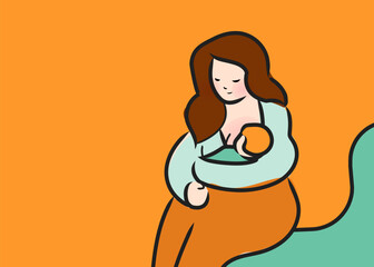 Mother with Baby Minimalist Illustration