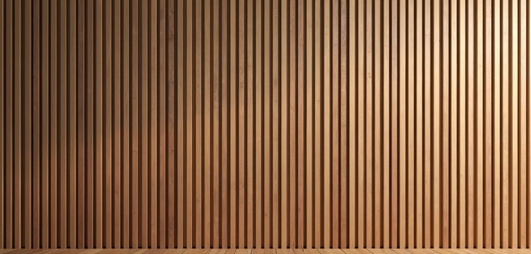 Natural wood panels wall texture. Vertical brown wooden slats create a seamless, striped pattern. This rustic, natural material provides a warm, modern background ideal for interior design.
