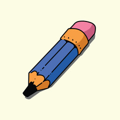 Blue Charcoal Pencil With Eraser Illustration