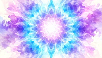 青と紫のオーラが、水彩絵の具のように滲みながら広がっていくイラスト