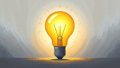 一本の光る電球のシンプルなイラスト