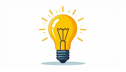 一本の光る電球のシンプルなイラスト