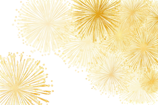 Gold and White Fireworks on Black Background