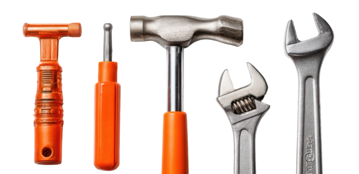 Assortment of Hand Tools on Black Background