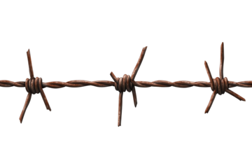 Abstract illustration of three barbed wire sections isolated with low resolution background to emphasize texture and form in contemporary design