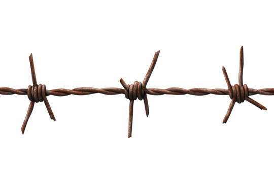 Abstract illustration of three barbed wire sections isolated with low resolution background to emphasize texture and form in contemporary design