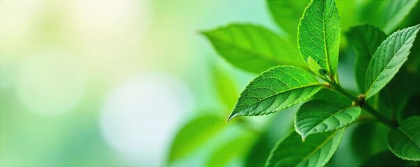 Fototapeta premium Close-up of lush green leaves and botanical ingredients used in natural skincare products, highlighting the purity and natural essence of the ingredients , green leaves, exfoliating, purity