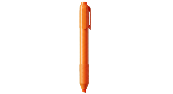Orange Pen Isolated White Background