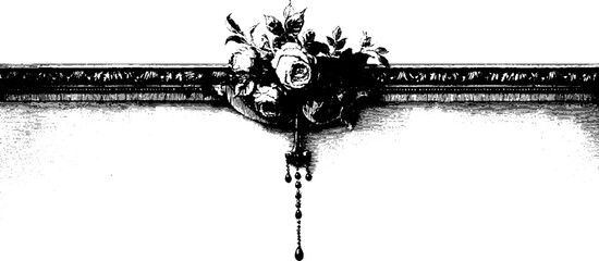 Ornamental border design with floral engraving elements for vintage decoration