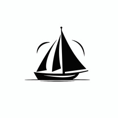Fototapeta premium Elegant sailboat floating on water graphic illustration monochrome isolated silhouette