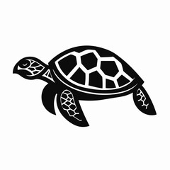 Obraz premium Elegant sea turtle swims gracefully in the ocean in black silhouette