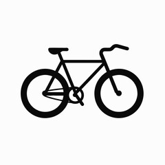 Obraz premium Simple black and white bicycle icon with clean, minimalist vector silhouette