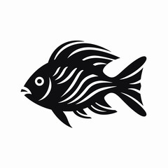 Fototapeta premium Striking graphic tropical fish vector swimming toward freedom in stark black silhouette