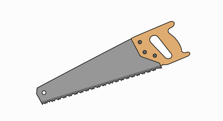 Illustration of a hand saw with a wooden handle and metal blade.