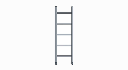 A simple, straight, silver metal ladder with four rungs, standing vertically against a white background.