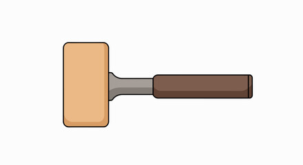 Illustration of a mallet hammer with a wooden head and handle on a white background.
