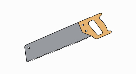 Illustration of a hand saw with a wooden handle and a metal blade.