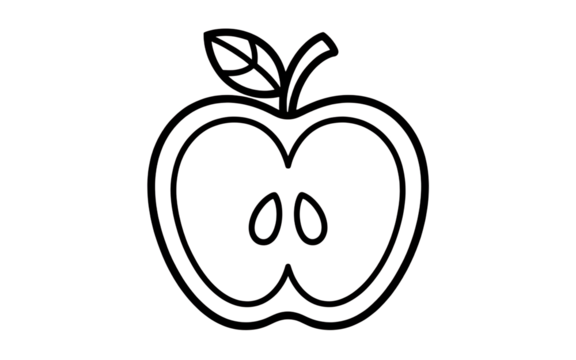 Apple fruit outline isolated on transparent background