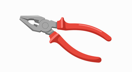 Close-up view of a red-handled pliers tool isolated on a white background.