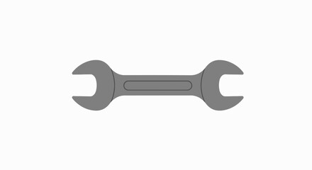 A grey metal wrench isolated on white background.