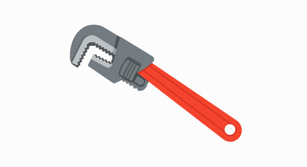 Close-up of a red-handled adjustable wrench.