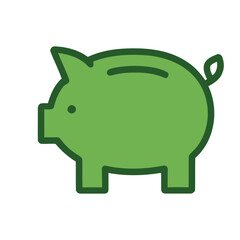 Illustration of a green piggy bank with a coin slot and curly tail on a white background design