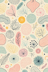 seamless pattern with flowers and birds