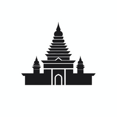 Obraz premium Majestic architectural monument with tiered structure and intricate design silhouette