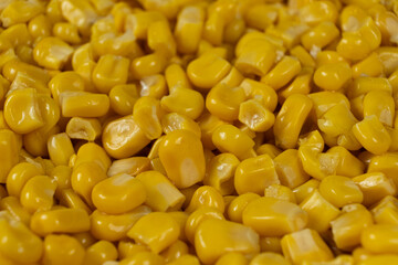 Sweet Canned Corn Close-Up Macro Texture Detail.