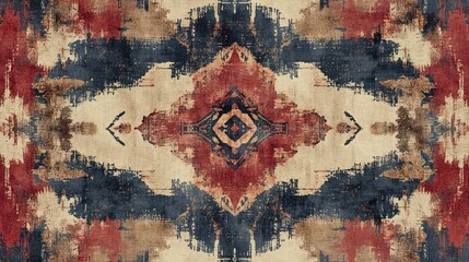 Naklejka premium Intricate patterned rug design, abstract symmetrical textile