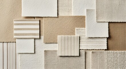 Fototapeta premium Textile samples in various textures and neutral colors perfect for interior design projects