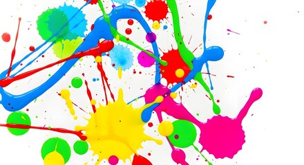 Vibrant colorful paint splatters bursting with energy and creativity, perfect for designs