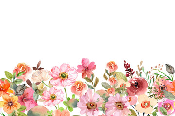 Watercolor flowers background vector for design.