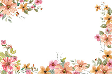 Watercolor flowers background vector for design.