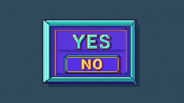 Pixelated yes no sign representing decision making