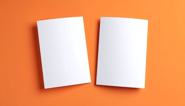 Two blank brochures on an orange background