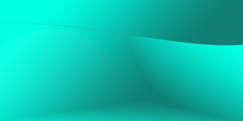Illustration of a curved wave in green blue gradient