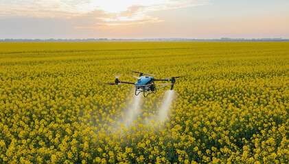 Agricuture drone in canola field