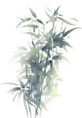 Obraz premium Vector watercolor painted bamboo. Hand drawn flower design elements isolated on white background.