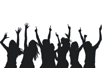 Group of energetic individuals dancing joyfully against a light backdrop while expressing freedom and celebration