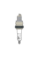 Spark plug illustration. Spare parts spark plugs on white background for car. New auto parts spark plug.