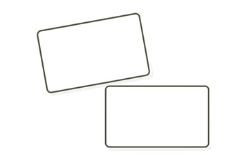 Fototapeta premium Minimal business card mockup with shadow overlay. Vector cartoon illustration of two blank cards. Corporate identity template for branding. Empty visiting card design set.